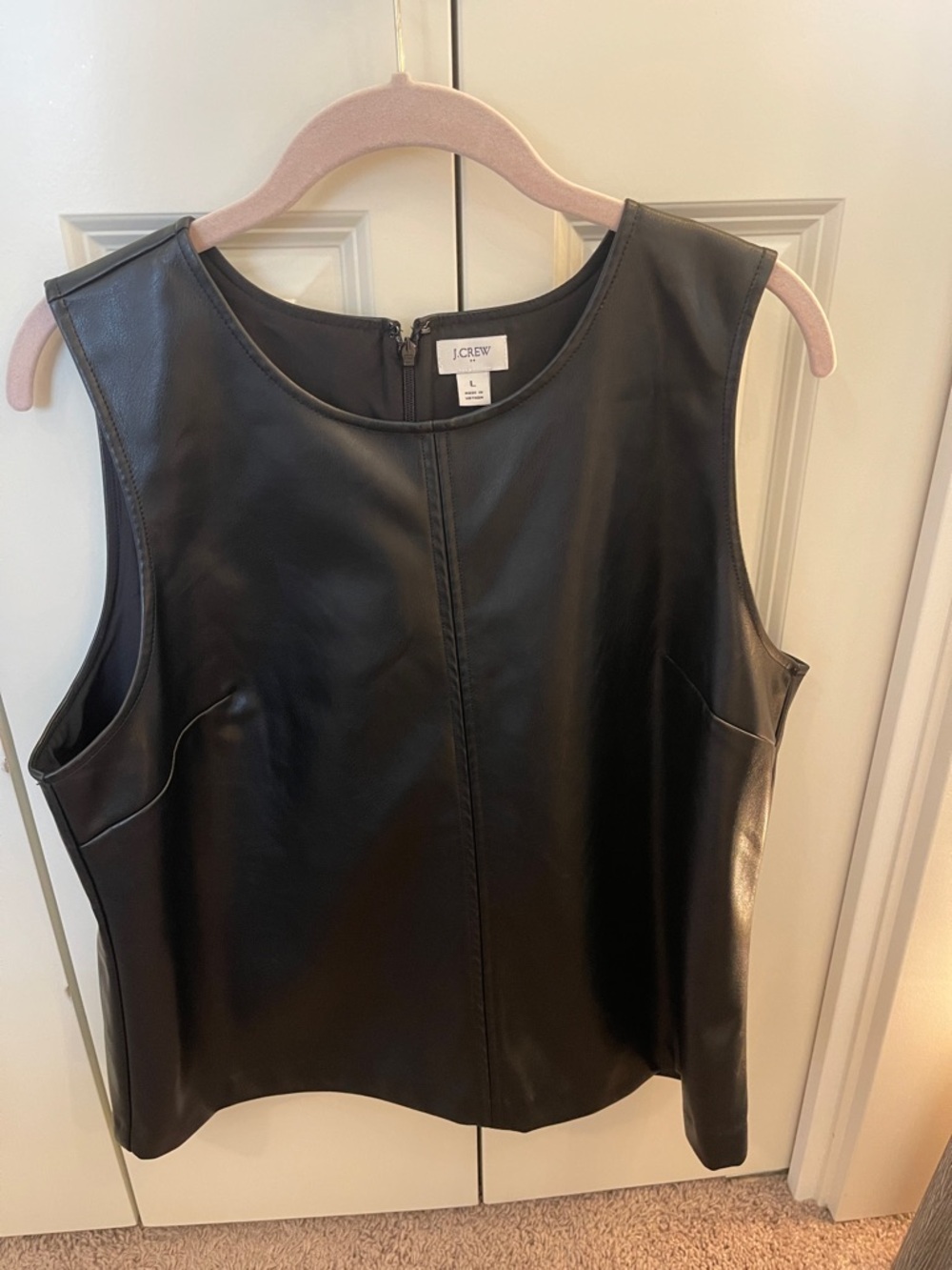 J. Crew Black Faux Leather Sleeveless Shell